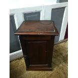 Antique mahogany watch makers cabinet, Has interior drawers and pull down flap, Measures 48.