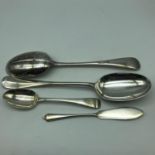 A Lot of two Sheffield silver serving spoons, Maker John Round & Son Ltd, Together with Victorian