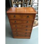 Charles Barr Furniture tall six drawer chest. Measures 123x78x46cm