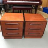 A Pair of retro teak G-Plan E-Gomme 3 drawer bedside units. Measure 52x48x46cm