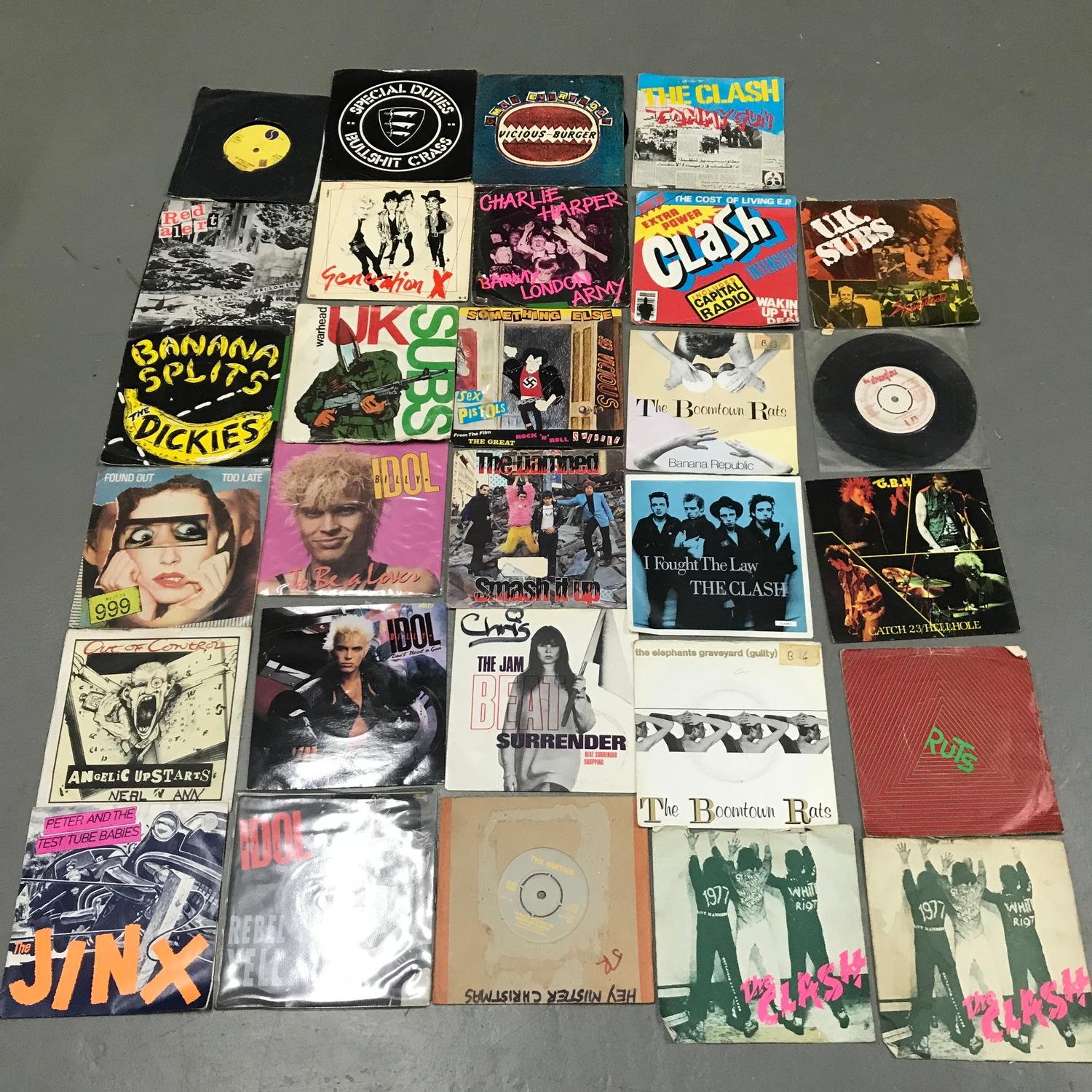 A Collection of Vintage Punk 45rpm's, Includes The Jinx, Out of Control, The Dickies, Red Alert,