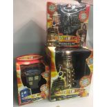 A Lot of Three Doctor Who Collectables to include Mini RC Dalek Pack, Radio Controlled Darlek and