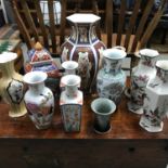 A Lot of 20th century Oriental porcelain vases, preserve jars and candle sticks, Includes A Scottish