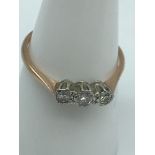 A 9ct gold ladies ring set with 3 nicely cut diamonds, Ring size P