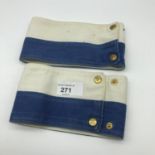 Two WW2 R.A.F Royal signals arm band worn by Dispatch Riders, Belonged to 224986 Henry Charles