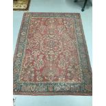 An antique Crewel work hand stitched rug, Measures 181x134cm