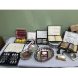 A Selection of various E.P & Silver plated items, Includes Deco style desk calendar, Dunfermline