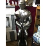 A Replica Full suit of Knights armour designed after Armatura Italiana SEC XVI, Comes with display