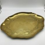 A Solid brass Art Nouveau serving tray by J.S & S, Joseph Sankey. Measures 2x39x29.5cm