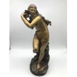 A Large Art Nouveau Bronze nude lady figurine, Signed Stanier, Measures 37cm in height
