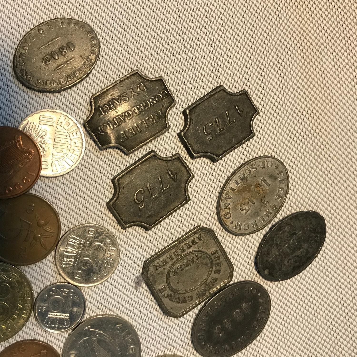A Lot of mixed world coins together with a quantity of Church tokens which includes Three 1775 - Image 2 of 4