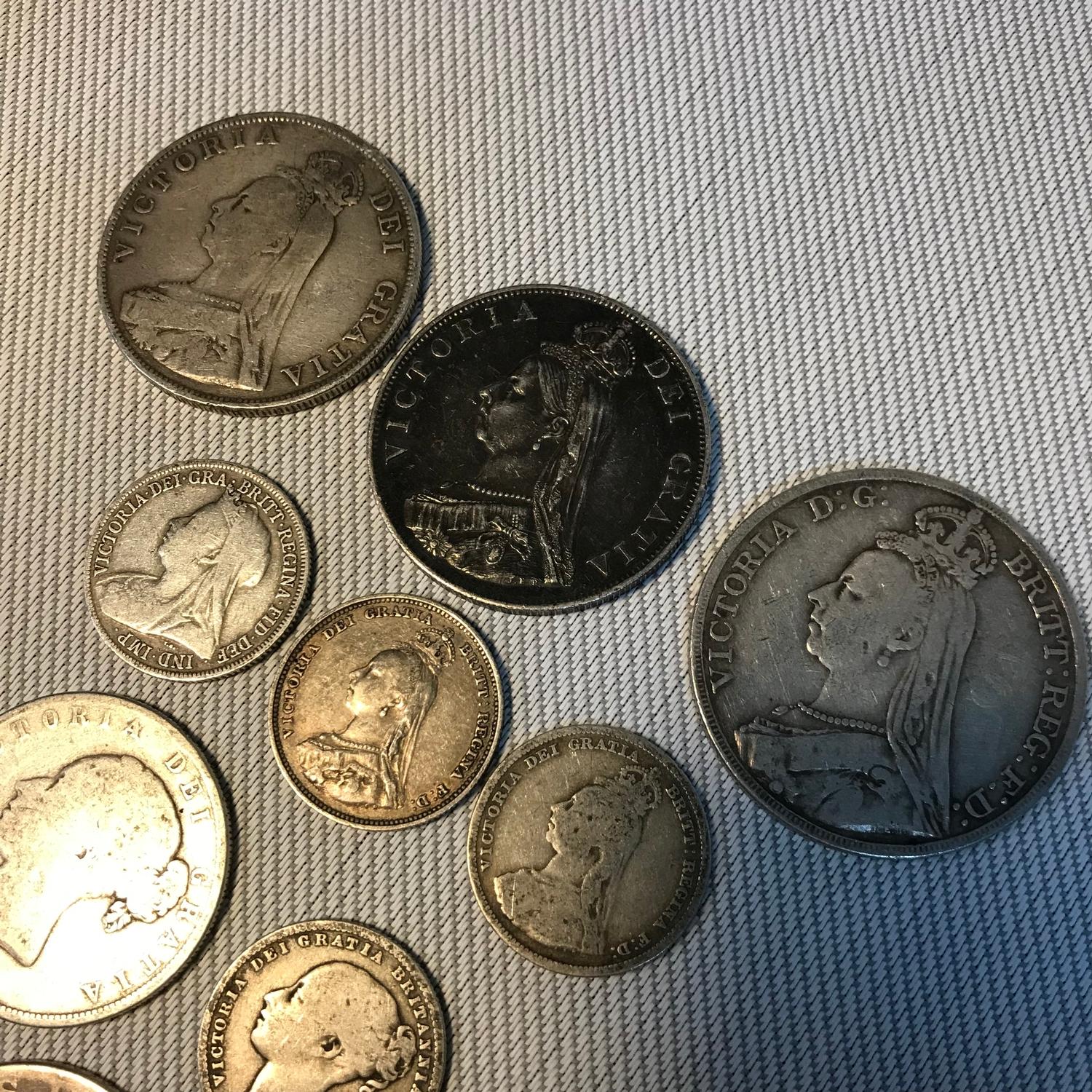 A Lot of 8 Queen Victoria coins and Georgius III 1819 Silver coin, Young Victoria head coins, One - Image 2 of 6