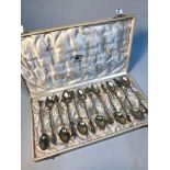 A Set of 12 early 1900's G. Boncinelli & Figli Gioiellieri Firenze 800 grade silver ornate tea