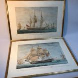 Two Antique Nautical coloured engraving prints, Both drawn & engraved by R.Dodd. Showing two