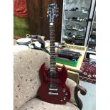 Epiphone SG Special Cherry electric guitar. Has W G TAYLOR Moulded to the body of the guitar.