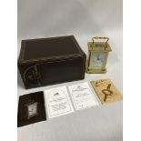 A "Collectable fine Carriage Clocks" Matthew Norman brass carriage clock. Comes with certificates,