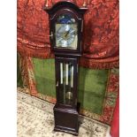 A Reproduction grandfather clock produced by Interclock made in Germany, Comes with three heavy