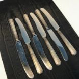 A Set of six Sheffield silver handle butter knifes by Viners Ltd, Dated 1936.