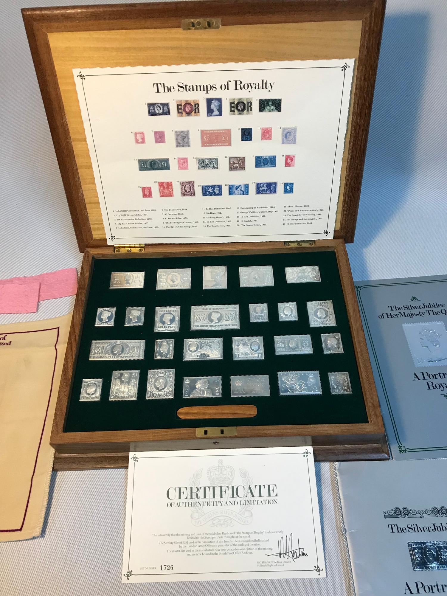 A Collection solid silver stamps of Royalty collection, A Set of 25 silver ingots in total, comes