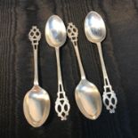 A Lot of 4 Chester silver tea spoons, Maker Hilliard & Thomason, Dated 1898.