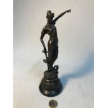 A Vintage Lady Justice Bronze Paris J.B Deposee Mayer figurine on marble base. Stands 22.5cm in