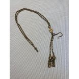 A Victorian 9ct gold gents Albert watch chain, Fitted with two yellow metal tassels, Measures 39cm