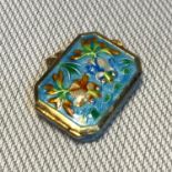 Antique Chinese silver and enamel pill box, designed with two fish to each panel.