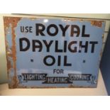 'Use Royal Daylight Oil' double sided, enamel advertising sign, 46x61cm