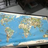 A Large world map paper on canvas produced by Georg Westermann Verlog- Braunschweig Berlin Hamburg.