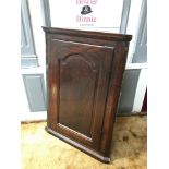 A Late 17th Century wall hanging corner cupboard, showing signs of original hinges and condition.