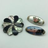 A Lot of two silver 925S and enamel brooches (Pins missing) together with Sterling silver and mother