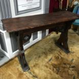 Antique Solid stained pine church console table, Measures 79x134x47cm