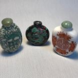 A Lot of three early 20th century Chinese Snuff/ Perfume bottles. Tallest measures 7cm