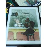 Boris O'Klein print of two dogs chatting at the bar. c1940. Signed by the artist