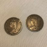 A Lot of two Queen Victoria 1890 & 1891 crowns.