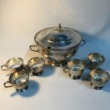 A Large Viner's of Sheffield punch bowl & 6 drinking cups.