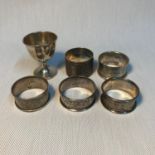 A Lot of 5 various sized Birmingham and Chester silver napkin rings. (Two Chester/ 3 Birm)