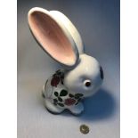 A Large Plichta London porcelain rabbit, designed with hand painted flower design, Measures 26.5cm