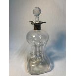 Antique Art Nouveau silver collard pinched effect decanter with stopper, Maker William Hutton & Sons