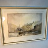 Claude Kitto Original watercolour on paper titled "A Slipway Polperro" Frame measures 50x65cm