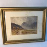 A Tucker Original watercolour depicting highland landscape. Gilt frame measures 35x42cm