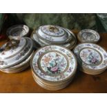 A 37 piece hand painted Victorian dinner service 'Shanghae' by T. Till & Son