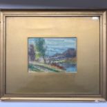 An Original Water Colour By A.N.R Smith, Depicting a River Scene with life stock