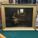 Mary Georgina Wade Wilson. A Beautifully antique oil painting on canvas, depicting mother holding