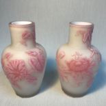 A Lot of two 19th century Thomas Webb cameo floral design vases.