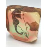 Vintage Lucite seahorse paperweight.