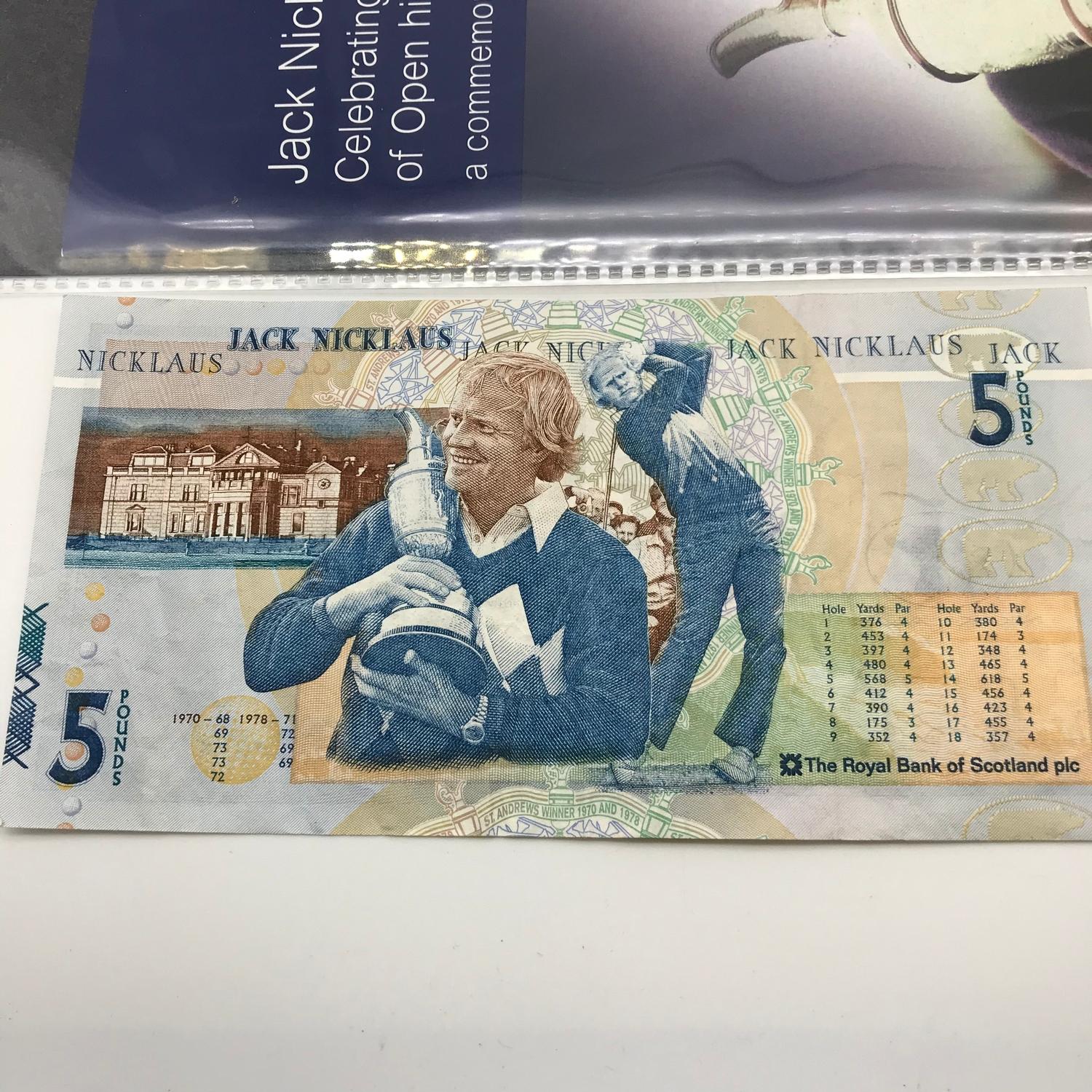 A Lot of three Jack Nicklaus £5 bank notes together with three Old Tom Morris £5 bank notes. - Image 4 of 5
