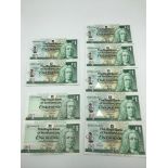 A Lot of nine The Royal Bank of Scotland plc £1 notes. three groups of consecutive numbers. Includes