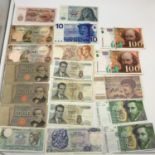 A Collection of European bank notes pre Euro notes. Includes Dutch, Italian, French and Spanish