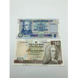 A Bank of Scotland £5 note together with The Royal Bank of Scotland PLC £10 note both mint